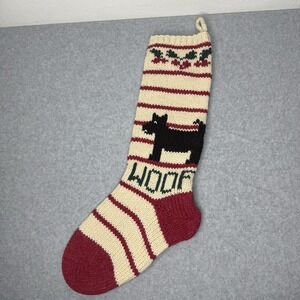 Christmas Cove Designs Richmond Maine Wool Woof Dog Stocking Primitive Knit